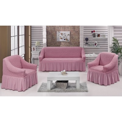 Комплект чехлы на диван и кресла (розовый)